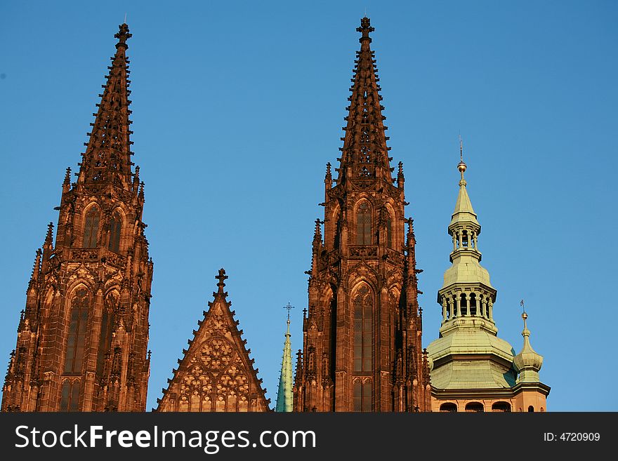 The famous gothic cathedral of St. Vitus in Prague. The famous gothic cathedral of St. Vitus in Prague.