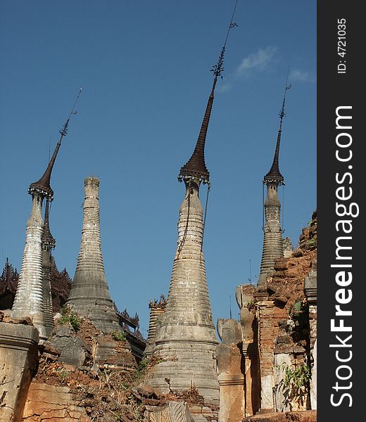 Earthquake destruction of buddhist stupa in Burma. Earthquake destruction of buddhist stupa in Burma.