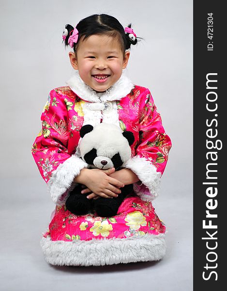 Chinese girl have traditional wear beautiful cloth, happy girl. Chinese girl have traditional wear beautiful cloth, happy girl