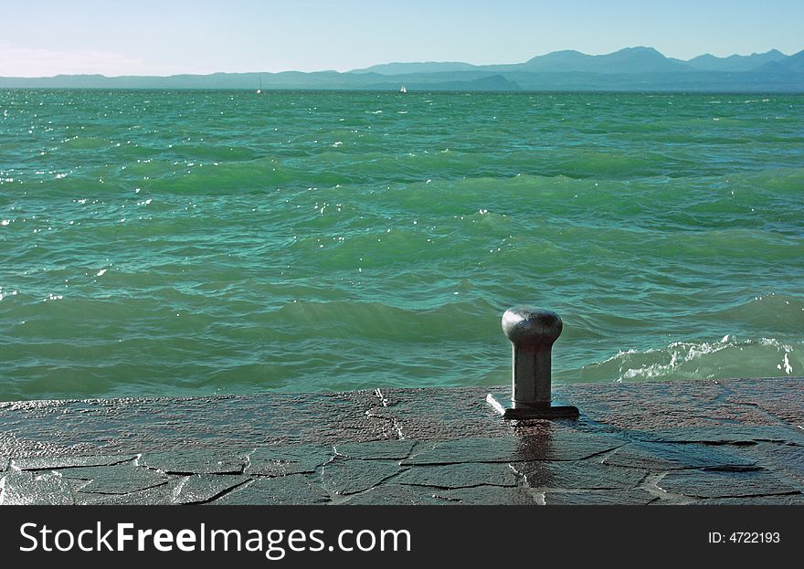 Lake Garda in Bardolino (Northern Italy) with a footpath