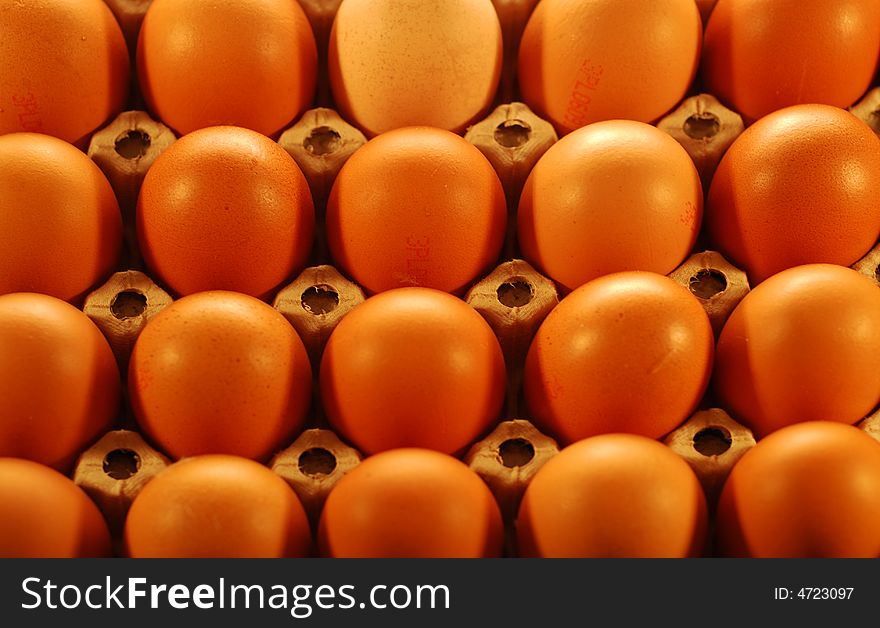 Boxes filled with eggs on food market