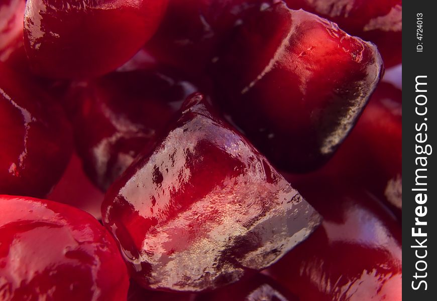 Pomegranate seeds macro - extreme close up