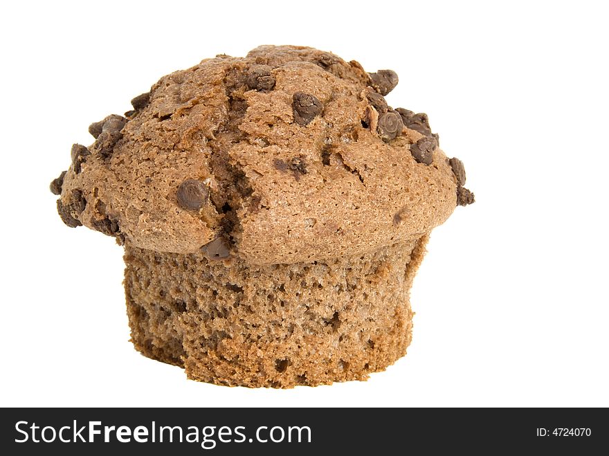 Chocolate chip muffin isolated on white background. Chocolate chip muffin isolated on white background
