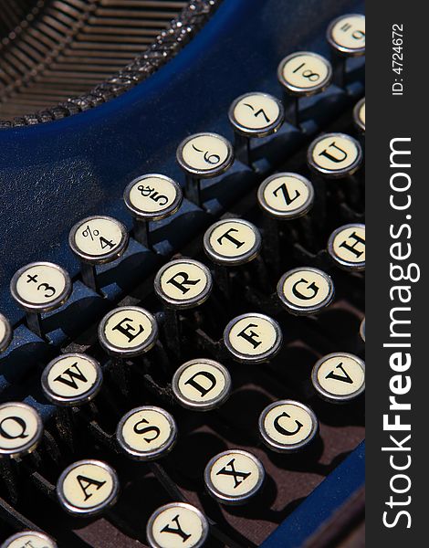 The keyboard of an old typewrite. The keyboard of an old typewrite