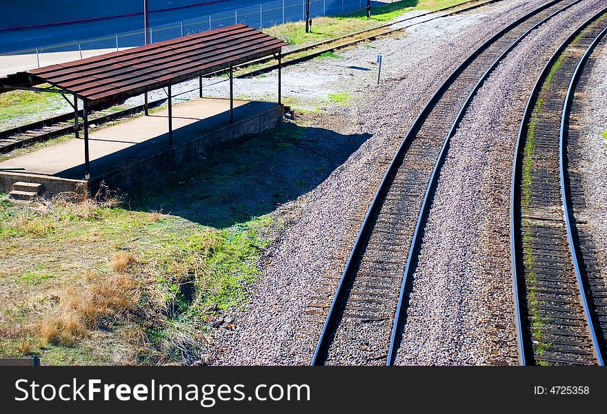 An old empty railroad station. An old empty railroad station