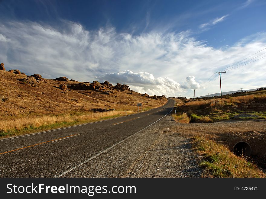 Scenic Remote Alpine Road between Queenstown and Mount Cook, McKenzie Country, New Zealand. Scenic Remote Alpine Road between Queenstown and Mount Cook, McKenzie Country, New Zealand