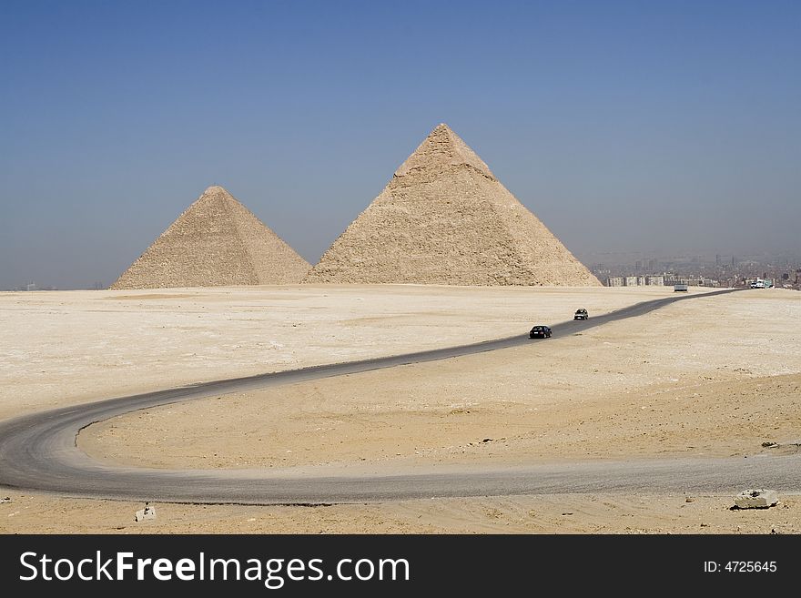 The road which conducts to pyramids of Giza. The road which conducts to pyramids of Giza