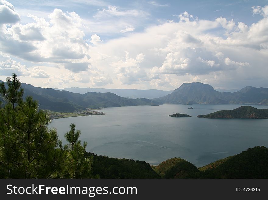 Clouds over Lugu lake in China