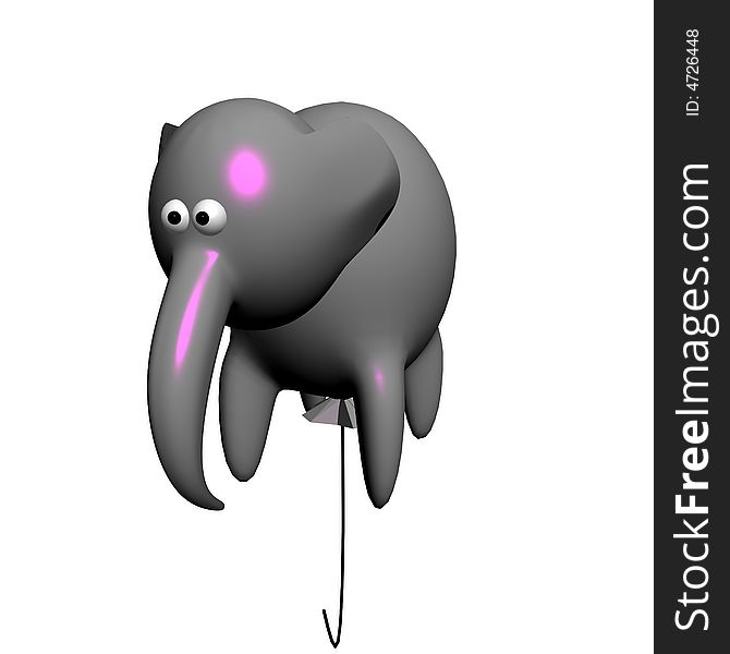Balloon, the elephant, on a white background. 3D image.