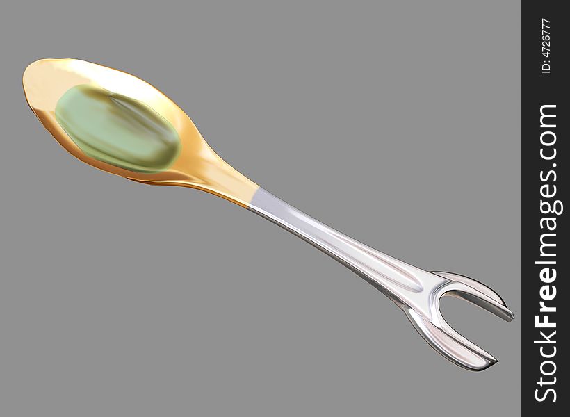 Wrench, the spoon for experts. 3D image.