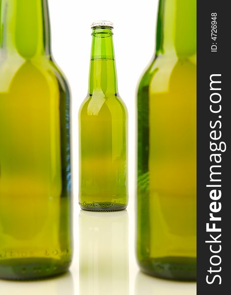 Bottles of beer isolated on a white background. Bottles of beer isolated on a white background