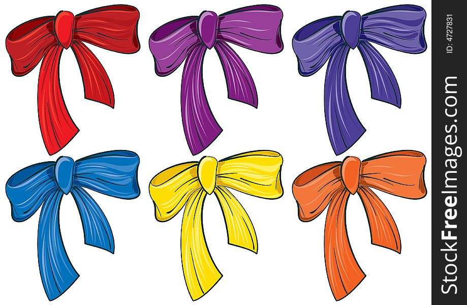 The ribbons in different colors