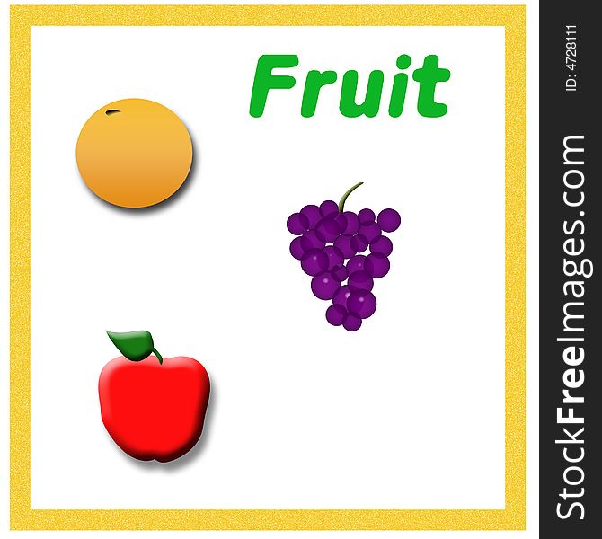 Fruit assortment on white background poster illustration. Fruit assortment on white background poster illustration