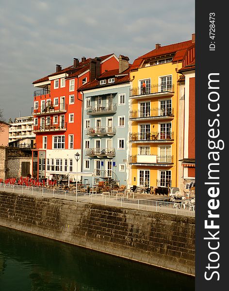 Line of houses on the river Inn