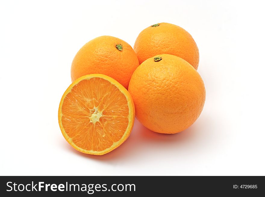 Oranges on a white background.