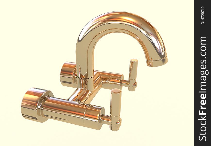 Isolated golden tap with yellow background