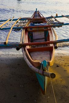 Banca Boat At Sunset On Beach Stock Images