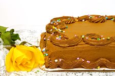 Chocolate Cake And Yellow Rose Royalty Free Stock Photo Chocolate Cake And Yellow Rose Royalty Free Stock Photo