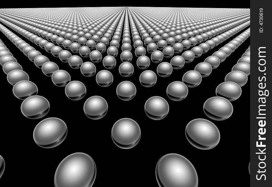 Grid of glossy spheres, on black background. Grid of glossy spheres, on black background