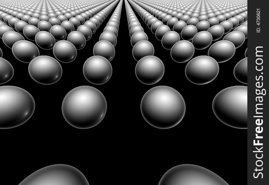Grid of glossy spheres, on black background. Grid of glossy spheres, on black background