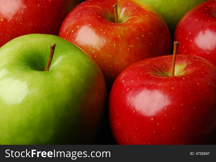 Delicious fresh green and red apples