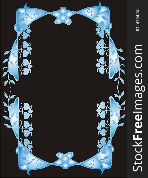 Blue floral frame -  illustration. Blue floral frame -  illustration