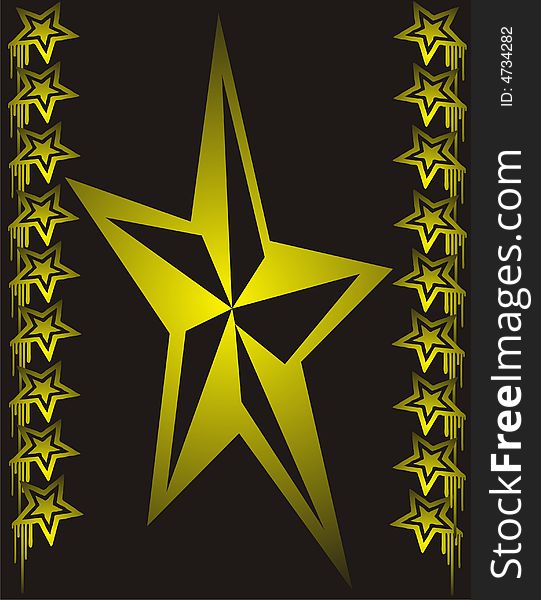 Golden stars on black background -  illustration. Golden stars on black background -  illustration