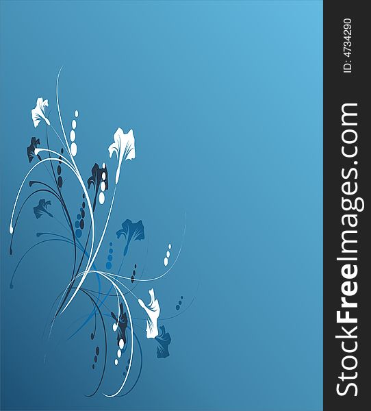 Blue floral background -  illustration