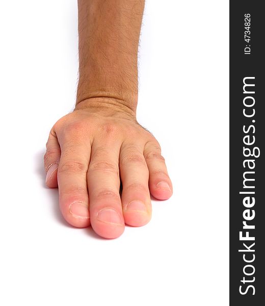 Man's Hand on White background