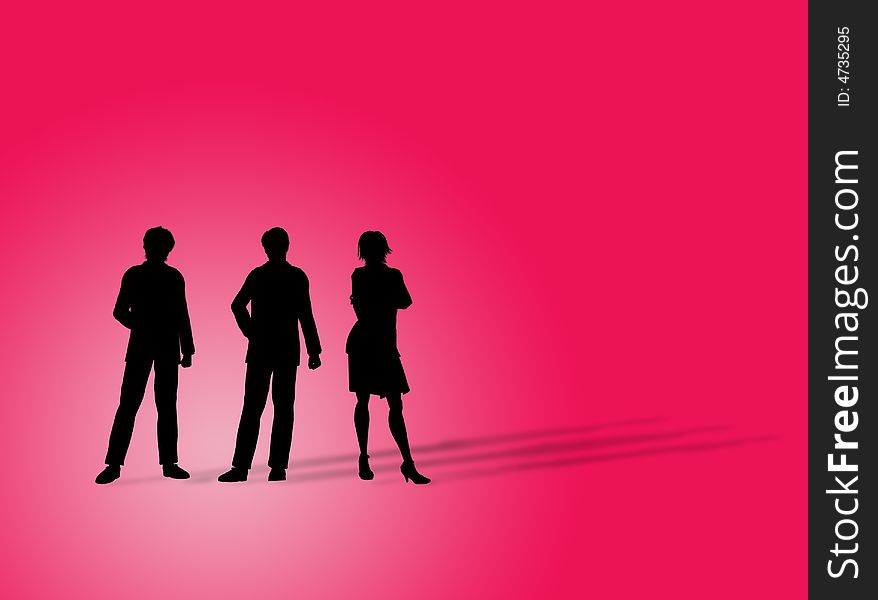 Business figures silhouette on a colorful background