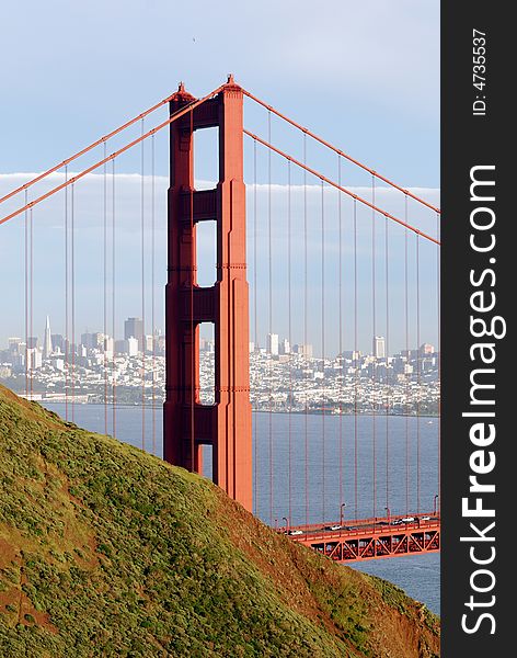 Partial View of Golden Gate Bridge. Partial View of Golden Gate Bridge