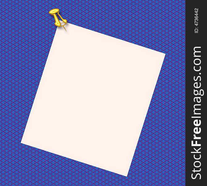 Blank white paper thumbtacked on textured background illustration. Blank white paper thumbtacked on textured background illustration