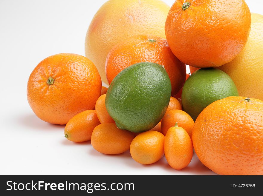 Citrus fruits on a white table