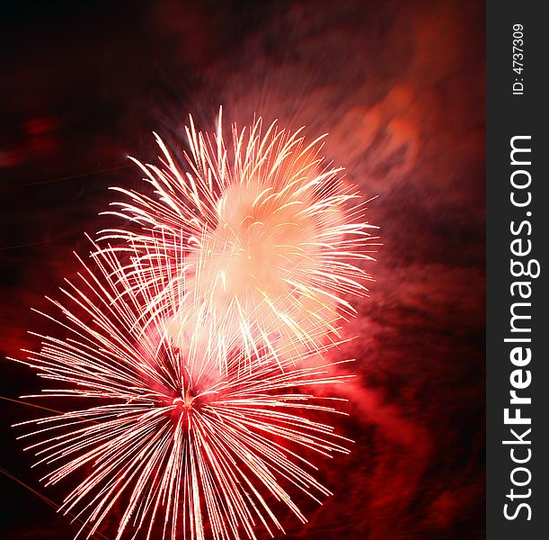 Great firework on night sky - celebration of an event. Great firework on night sky - celebration of an event