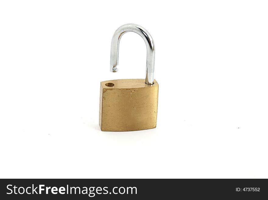 An open padlock on white background