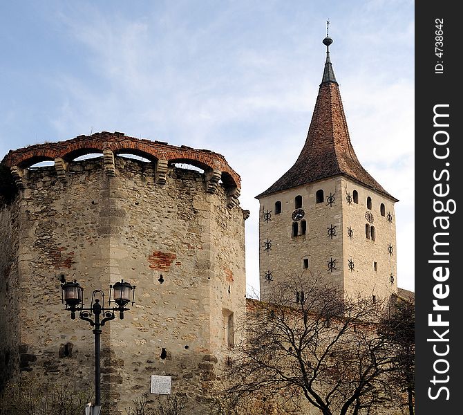 Details of an old tower. Baroque style. Details of an old tower. Baroque style