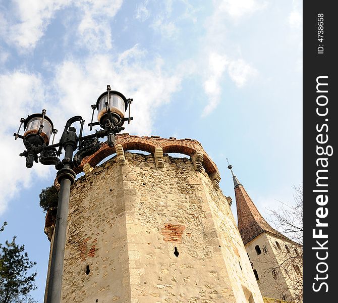 Details of an old tower. Baroque style. Details of an old tower. Baroque style