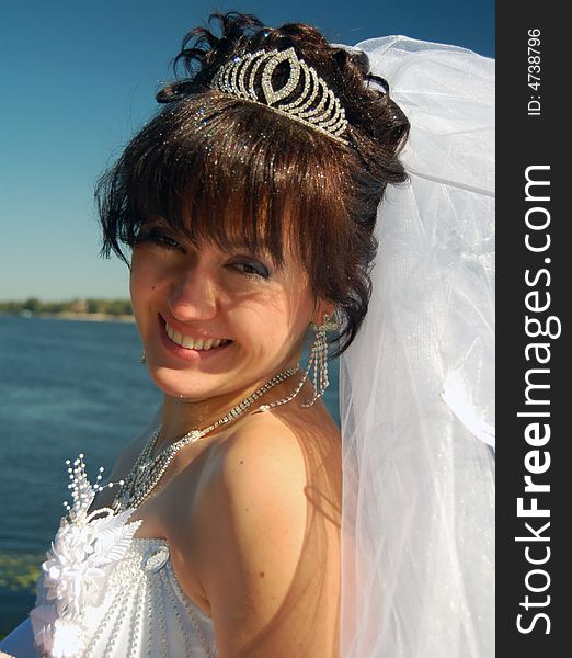 Bride portrait near the river. Bride portrait near the river