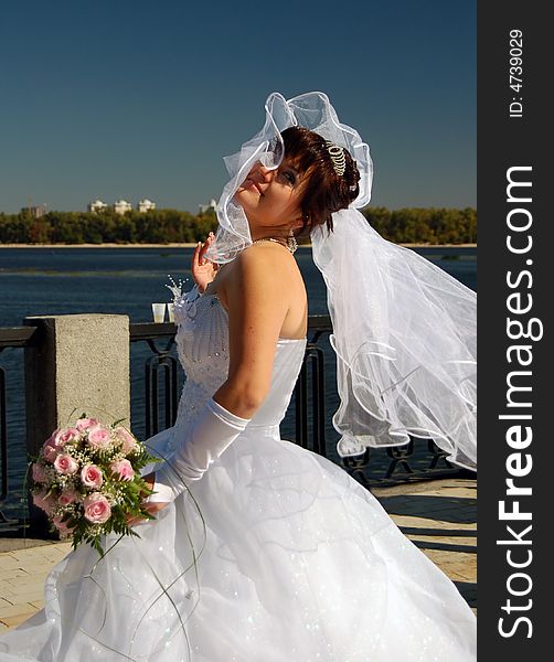 Bride portrait near the river. Bride portrait near the river