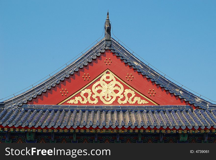 Traditional chinese roof style of old emperor's building. shot at building beside Hall of Prayer for Good Harvest in the temple of Heaven, world historical heritage, Beijing, China. Traditional chinese roof style of old emperor's building. shot at building beside Hall of Prayer for Good Harvest in the temple of Heaven, world historical heritage, Beijing, China