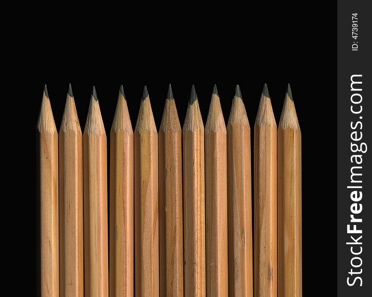 Series of wooden graphite pencils