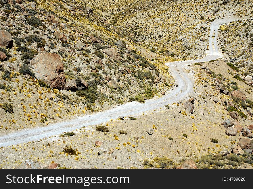 Way in the Andes Mountains, Chile