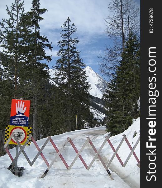 Stop Sign with Blue sky in Winter in Tirol, Austria. Stop Sign with Blue sky in Winter in Tirol, Austria