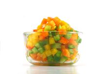 Bowl Of Chopped Peppers Royalty Free Stock Photos