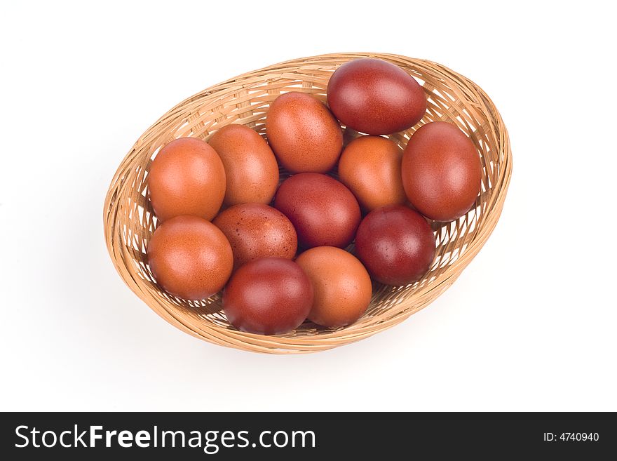 Brown easter eggs in a basket