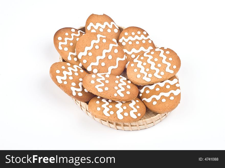 Gingerbread cookies in a basket