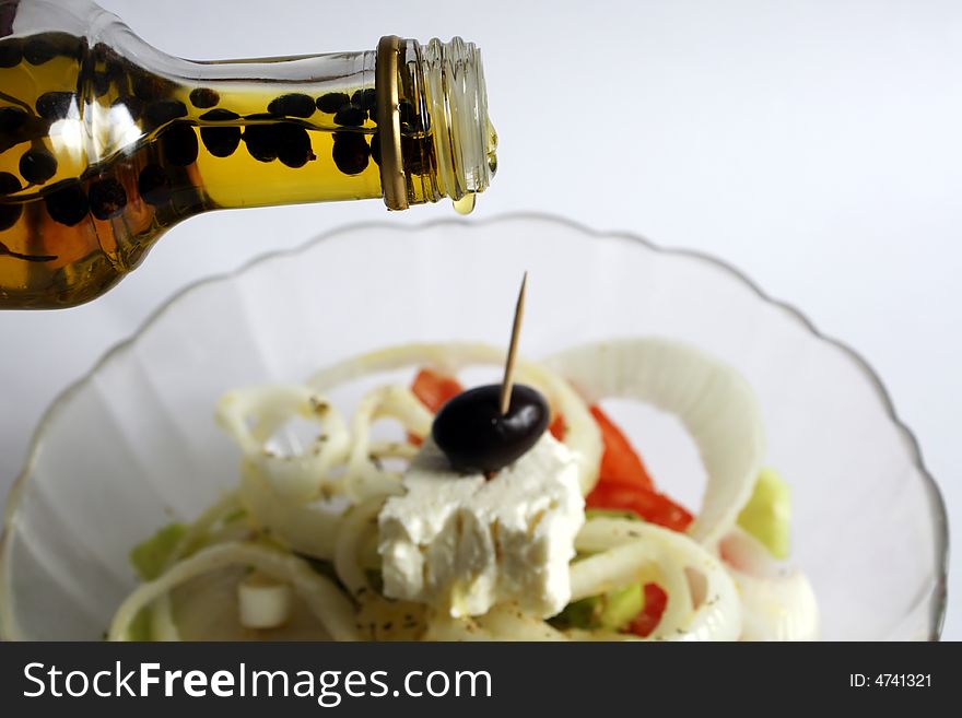 Greek salad with olive oil