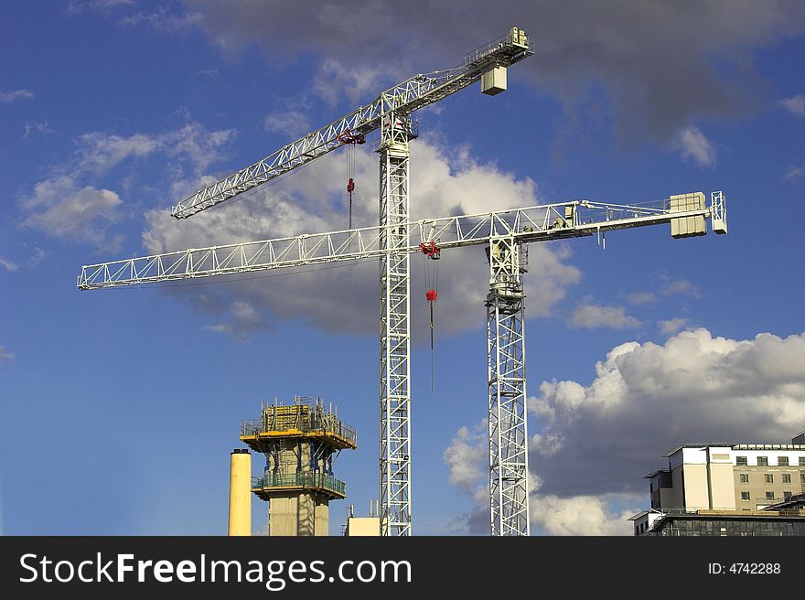 Tower cranes on a construction site