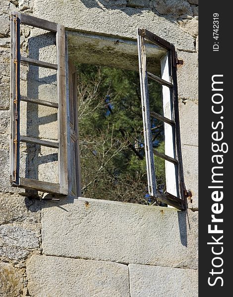 Window of a ruined house