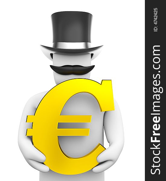 Man and euro sign